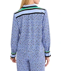 NIC + ZOE Mosaic Trim Shirt Collar Long Sleeve Shirt