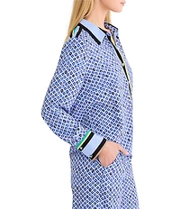 NIC + ZOE Mosaic Trim Shirt Collar Long Sleeve Shirt