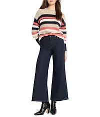 NIC + ZOE Nep Knit Stripe Round Neck Long Sleeve Sweater