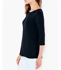 NIC + ZOE NZT Knit Jersey Boat Neck 3/4 Sleeve Tee Shirt