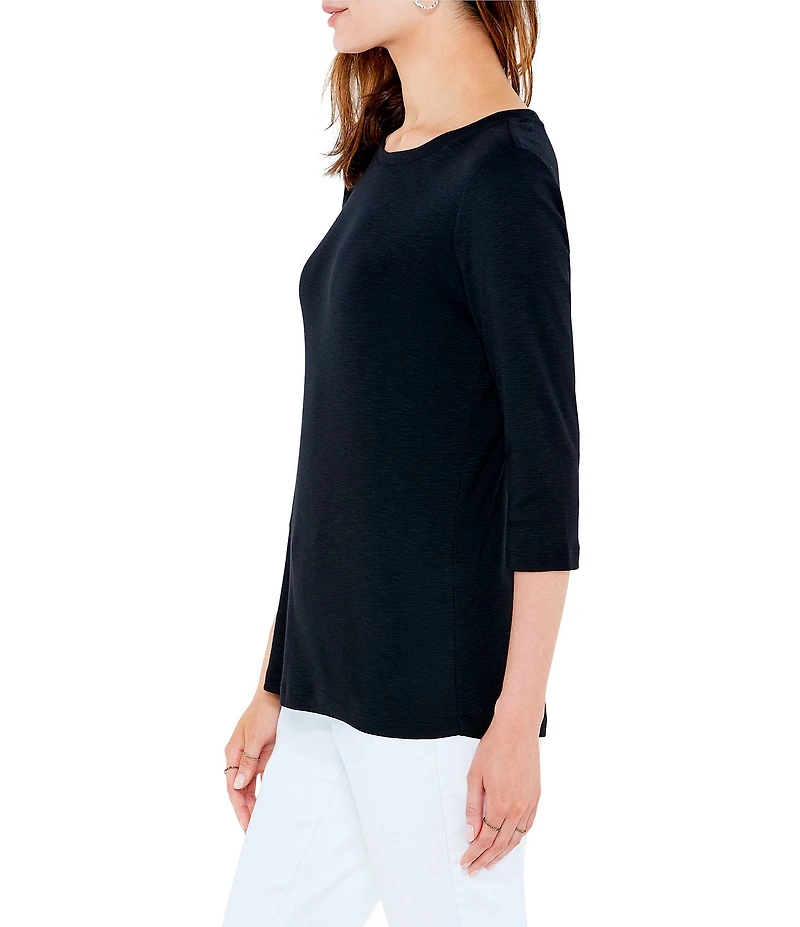 NIC + ZOE Knit Jersey Boat Neck 3/4 Sleeve Tee Shirt
