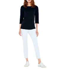 NIC + ZOE Knit Jersey Boat Neck 3/4 Sleeve Tee Shirt