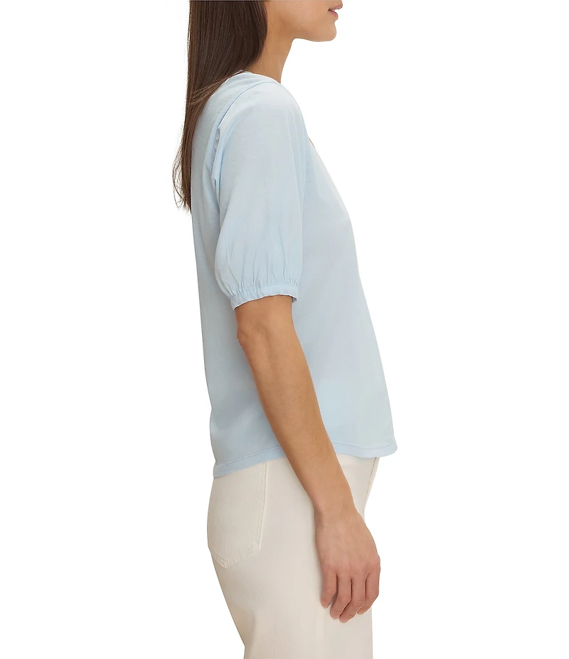 NIC + ZOE NZT Knit V-Neck Elbow Sleeve Tee