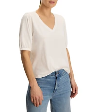NIC + ZOE NZT Knit V-Neck Elbow Sleeve Tee