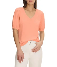 NIC + ZOE NZT Knit V-Neck Elbow Sleeve Tee