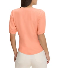 NIC + ZOE NZT Knit V-Neck Elbow Sleeve Tee