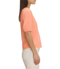 NIC + ZOE NZT Knit V-Neck Elbow Sleeve Tee