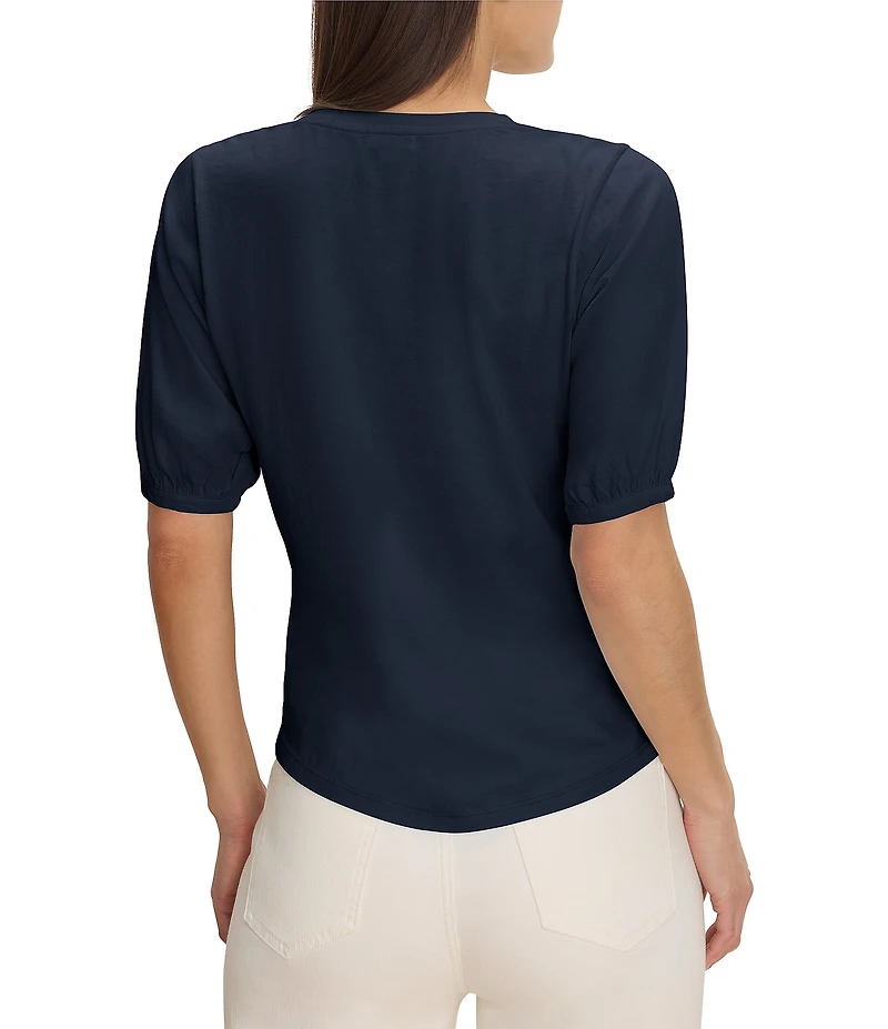 NIC + ZOE NZT Knit V-Neck Elbow Sleeve Tee