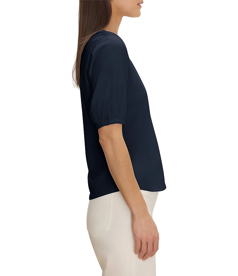 NIC + ZOE NZT Knit V-Neck Elbow Sleeve Tee