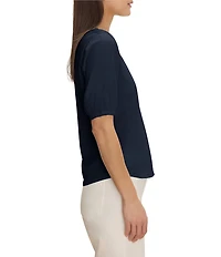 NIC + ZOE NZT Knit V-Neck Elbow Sleeve Tee