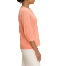 NIC + ZOE NZT Lace Knit Split V-Neck 3/4 Sleeve Top