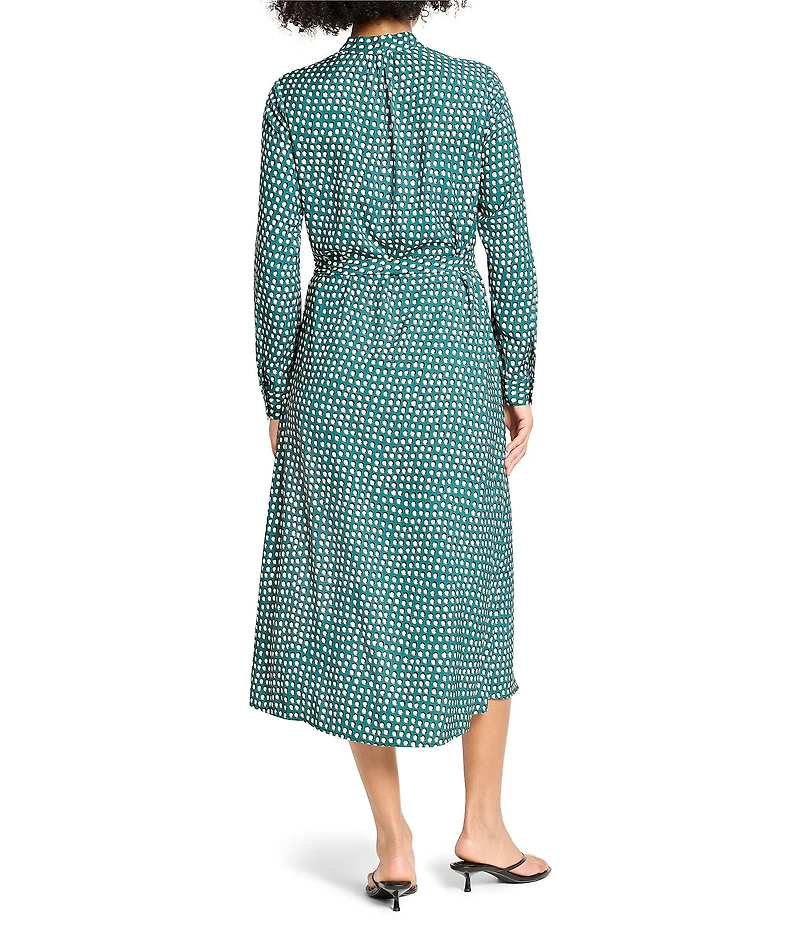 NIC + ZOE Olivia Shadow Dot V-Neck Long Sleeve A-Line Dress