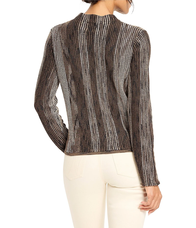 NIC + ZOE Ombre Pixel Knit Funnel Neck Long Sleeve Sweater