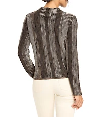 NIC + ZOE Ombre Pixel Knit Funnel Neck Long Sleeve Sweater