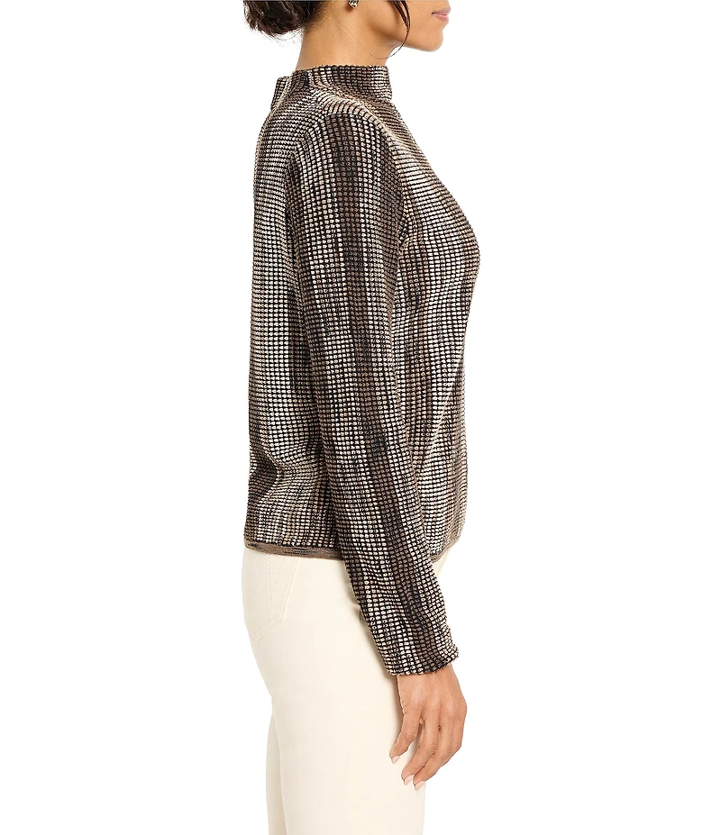 NIC + ZOE Ombre Pixel Knit Funnel Neck Long Sleeve Sweater