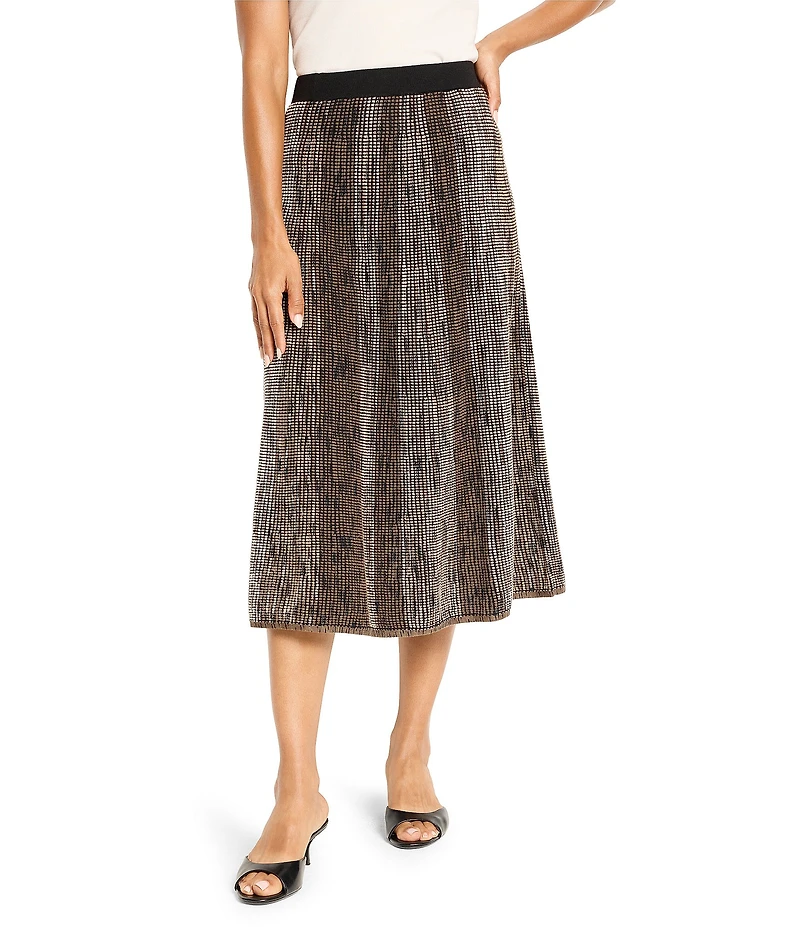 NIC + ZOE Ombre Pixel Knit Pull-On A-Line Midi Skirt