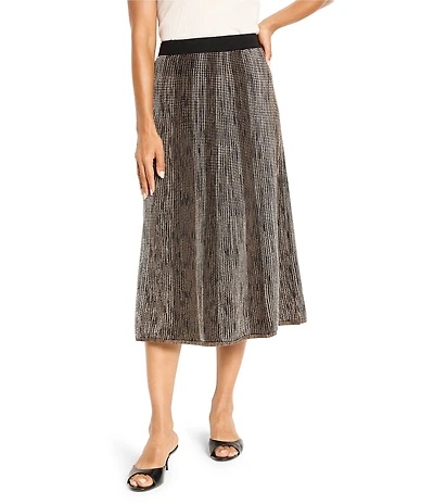 NIC + ZOE Ombre Pixel Knit Pull-On A-Line Midi Skirt