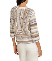 NIC + ZOE Pastiche Mix Round Neck Elbow Sleeve Top