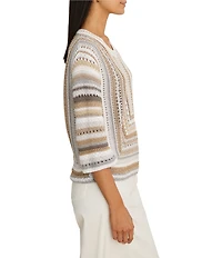 NIC + ZOE Pastiche Mix Round Neck Elbow Sleeve Top