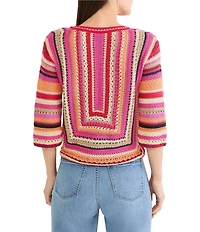 NIC + ZOE Pastiche Mix Round Neck Elbow Sleeve Top