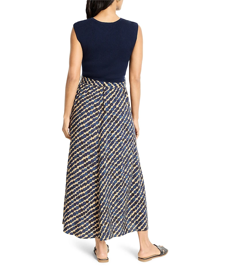 NIC + ZOE Pebble Dream Mixed Media Round Neck Cap Sleeve Tie Waist Maxi Dress