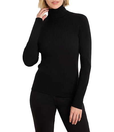 NIC + ZOE Perfect Knit Ribbed Turtleneck Long Sleeve Fitted Top