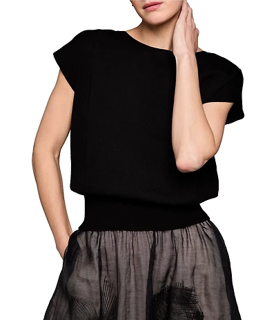 NIC + ZOE Perfect Pairing Knit Boat Neck Cap Sleeve Top