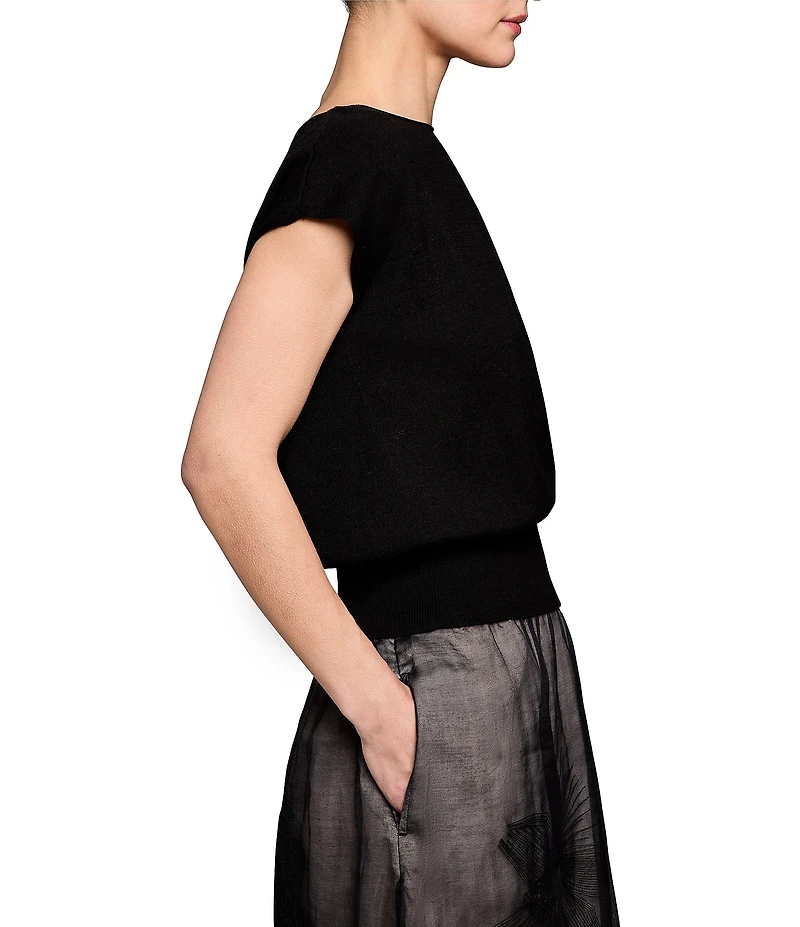 NIC + ZOE Perfect Pairing Knit Boat Neck Cap Sleeve Top