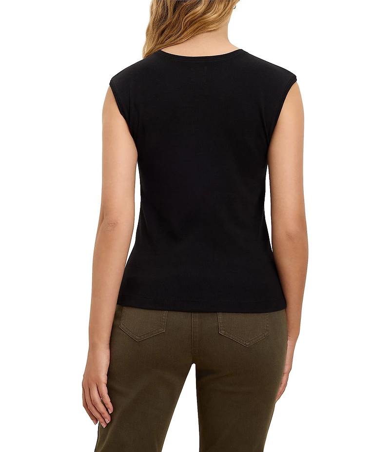 NIC + ZOE Perfect Ribbed Knit Crew Neck Cap Sleeve Growover Top
