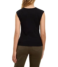 NIC + ZOE Perfect Ribbed Knit Crew Neck Cap Sleeve Growover Top
