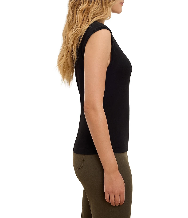 NIC + ZOE Perfect Ribbed Knit Crew Neck Cap Sleeve Growover Top
