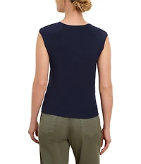 NIC + ZOE Perfect Ribbed Knit Crew Neck Cap Sleeve Growover Top
