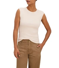 NIC + ZOE Perfect Ribbed Knit Crew Neck Cap Sleeve Growover Top