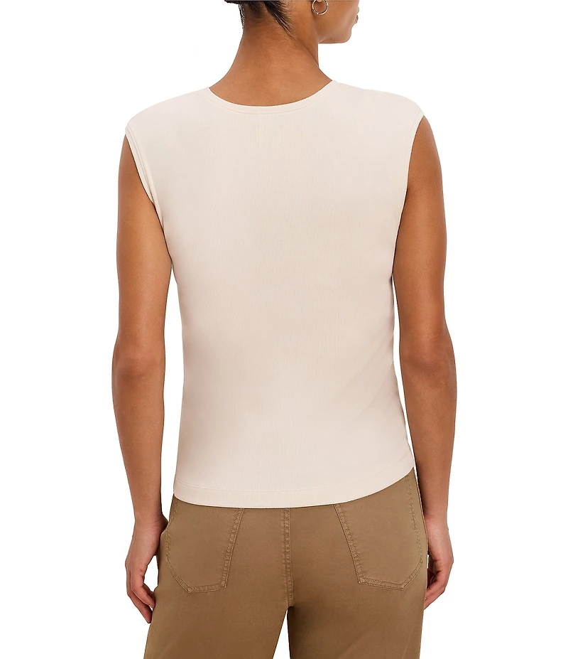 NIC + ZOE Perfect Ribbed Knit Crew Neck Cap Sleeve Growover Top