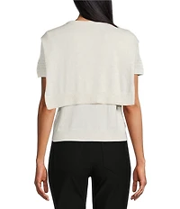 NIC + ZOE Piazza Knit Over The Shoulder Crew Neck Short Sleeve Top