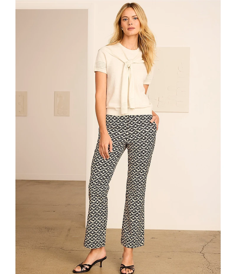 NIC + ZOE Piazza Knit Over The Shoulder Crew Neck Short Sleeve Top