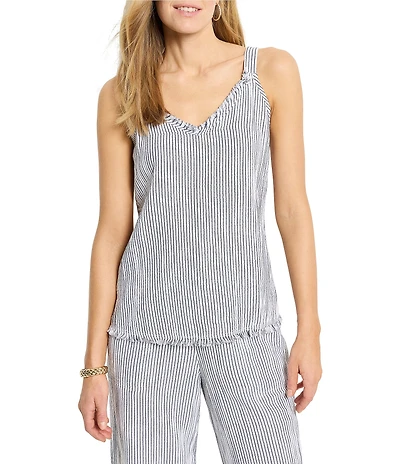 NIC + ZOE Pin Stripe Gauze V-Neck Sleeveless Coordinating Tank