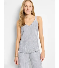 NIC + ZOE Pin Stripe Gauze V-Neck Sleeveless Coordinating Tank