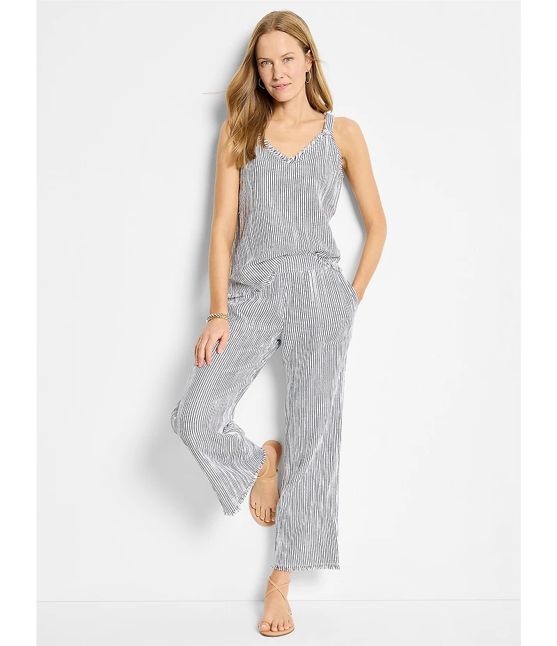 NIC + ZOE Pin Stripe Gauze V-Neck Sleeveless Coordinating Tank