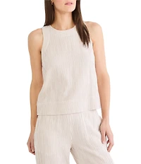 NIC + ZOE Pinstripe Gauze Crew Neck Sleeveless Pop On Coordinating Tank