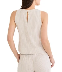 NIC + ZOE Pinstripe Gauze Crew Neck Sleeveless Pop On Coordinating Tank