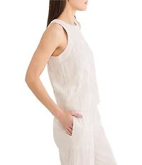 NIC + ZOE Pinstripe Gauze Crew Neck Sleeveless Pop On Coordinating Tank
