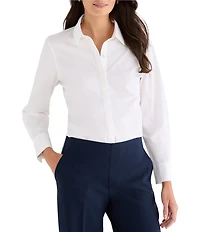 NIC + ZOE Pintuck Stretch Cotton Collar Long Sleeve Shirt
