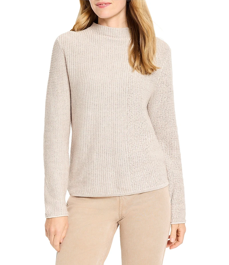 NIC + ZOE Pixel Knit Funnel Neck Long Sleeve Sweater