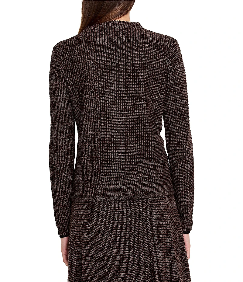 NIC + ZOE Pixel Knit Funnel Neck Long Sleeve Sweater