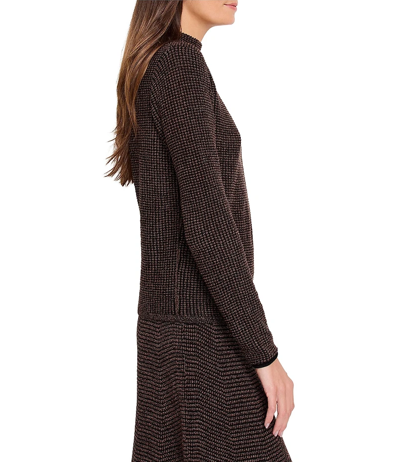 NIC + ZOE Pixel Knit Funnel Neck Long Sleeve Sweater