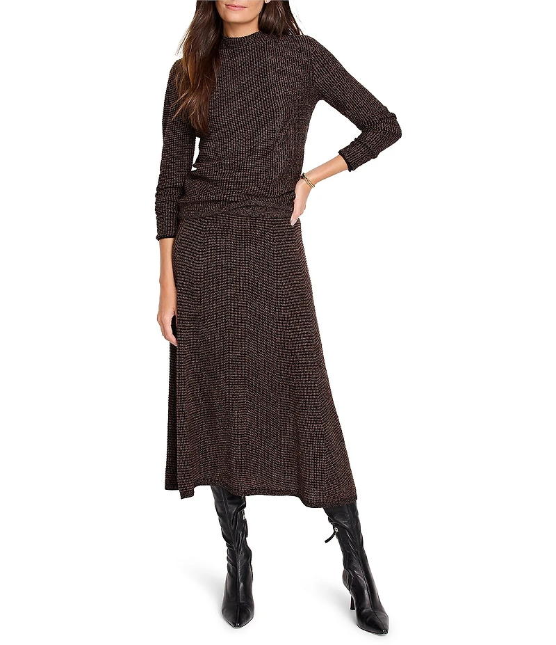 NIC + ZOE Pixel Knit Funnel Neck Long Sleeve Sweater