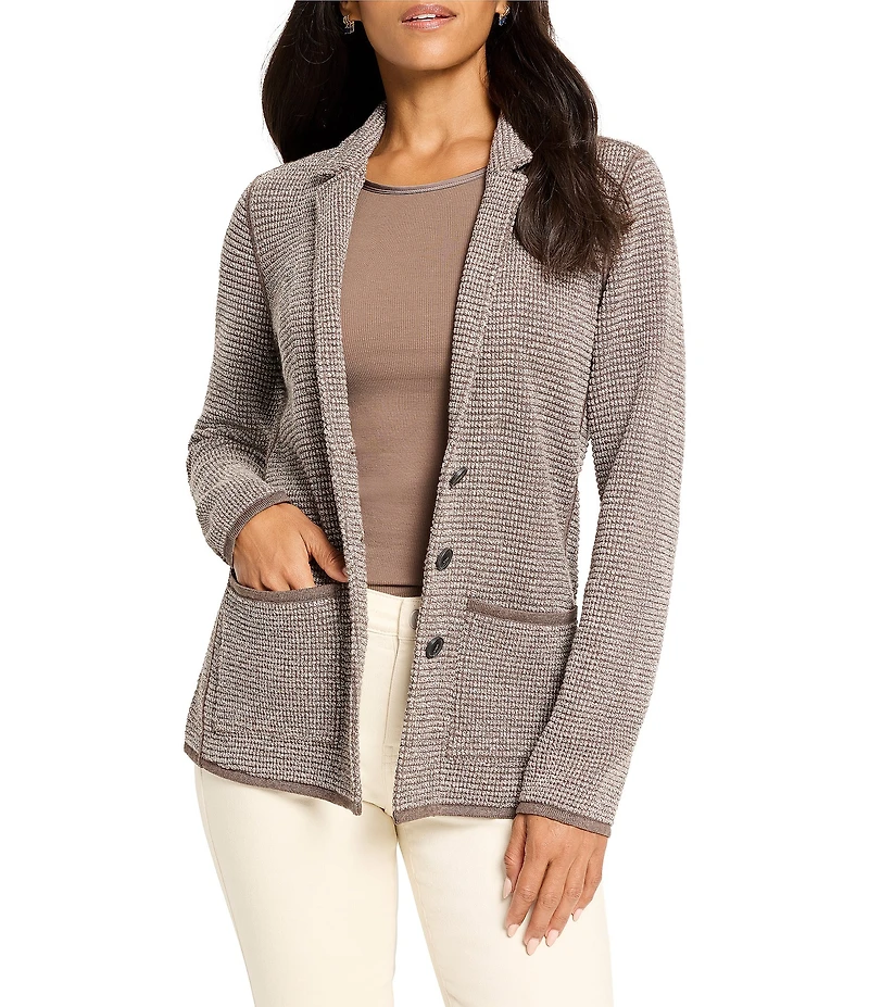 NIC + ZOE Pixel Knit Notch Lapel Long Sleeve Button Front Jacket
