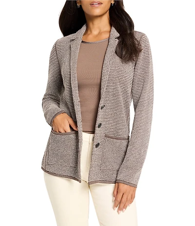 NIC + ZOE Pixel Knit Notch Lapel Long Sleeve Button Front Jacket