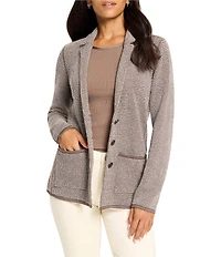 NIC + ZOE Pixel Knit Notch Lapel Long Sleeve Button Front Jacket